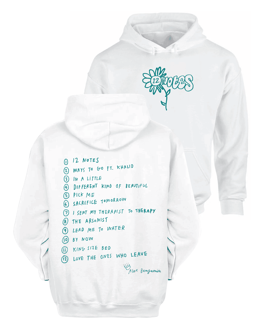 Alec Benjamin Merch Official 12 Notes Album Hoodie
