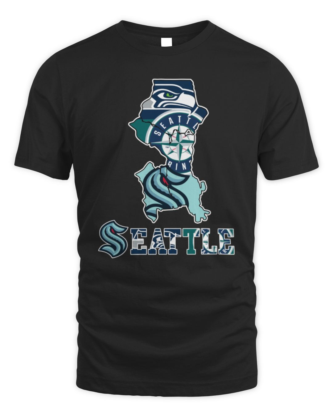 Seattle Sports Teams Seahawks X Mariners X Kraken Map 2024 Hoodie